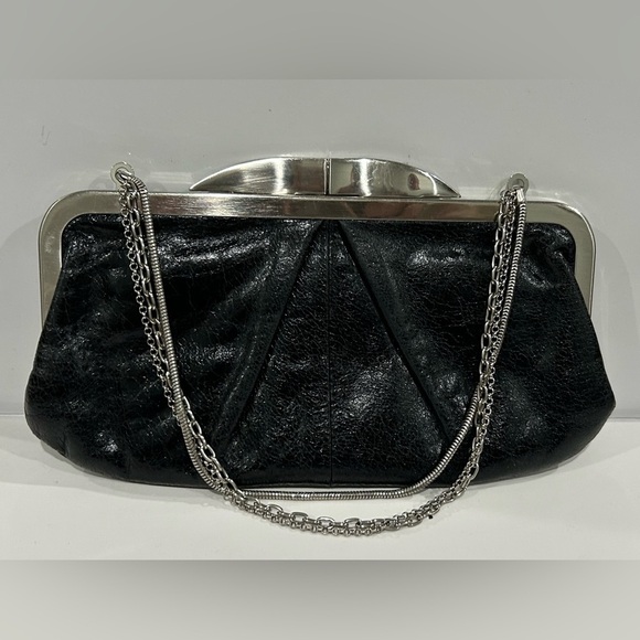 HOBO Black Leather Clutch with Silver Chain handbag - Picture 7 of 7
